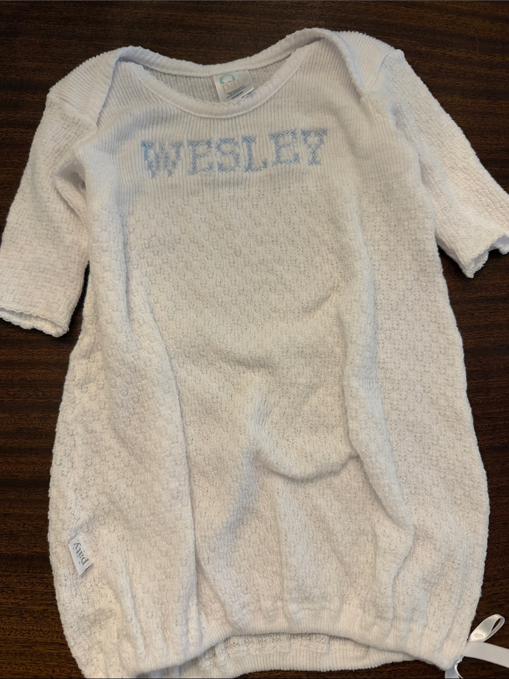 White NB Paty Gown with 'WESLEY' Embroidery